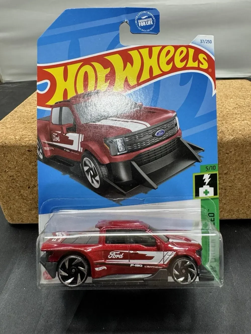 Hot Wheels 2024 Ford F-150 Lightning Custom Red #37 HW Green Speed 5/10 HTB82